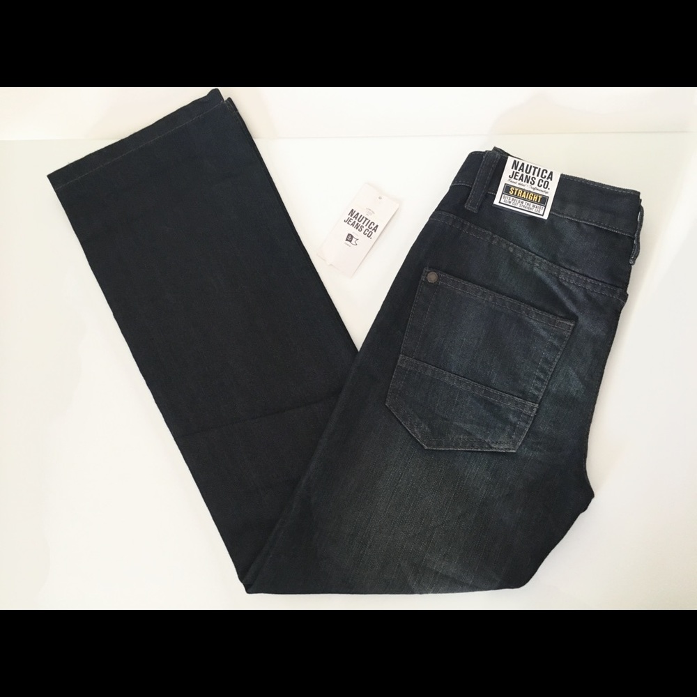 Nautica Dark Indigo Straight Bootcut Jeans NWT Stretch Five-Pocket Denim